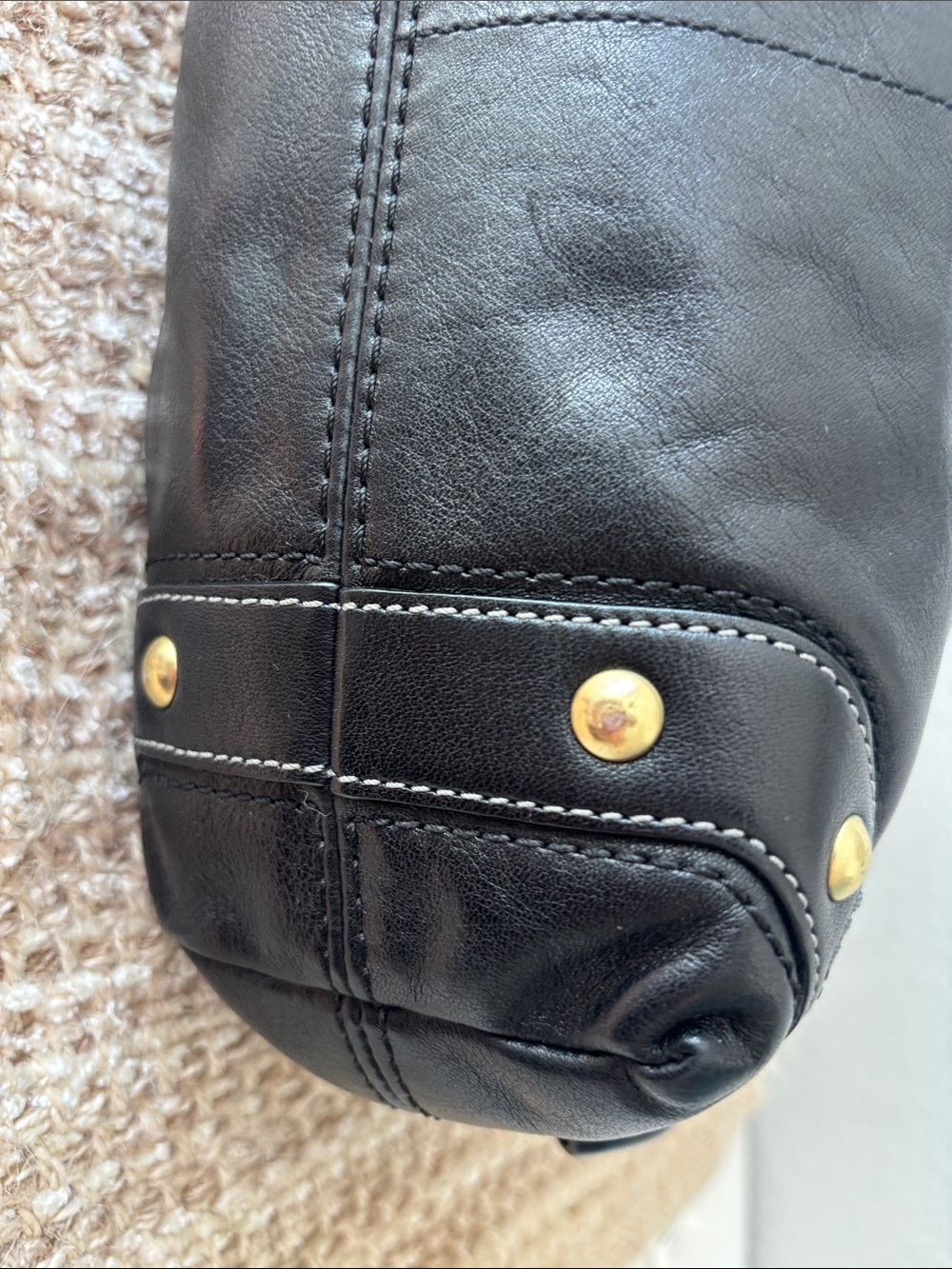Coach Carly Black Leather Shoulder Bag with Gold Hardware - Picture 10 of 16